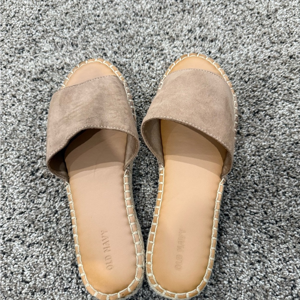 Old Navy Tan Slide Sandals